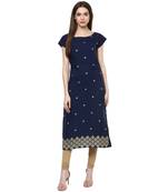Blue faux crepe crepe  stitched kurti