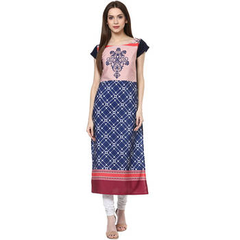 blue faux crepe crepe  stitched kurti 1
