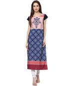 blue faux crepe crepe  stitched kurti