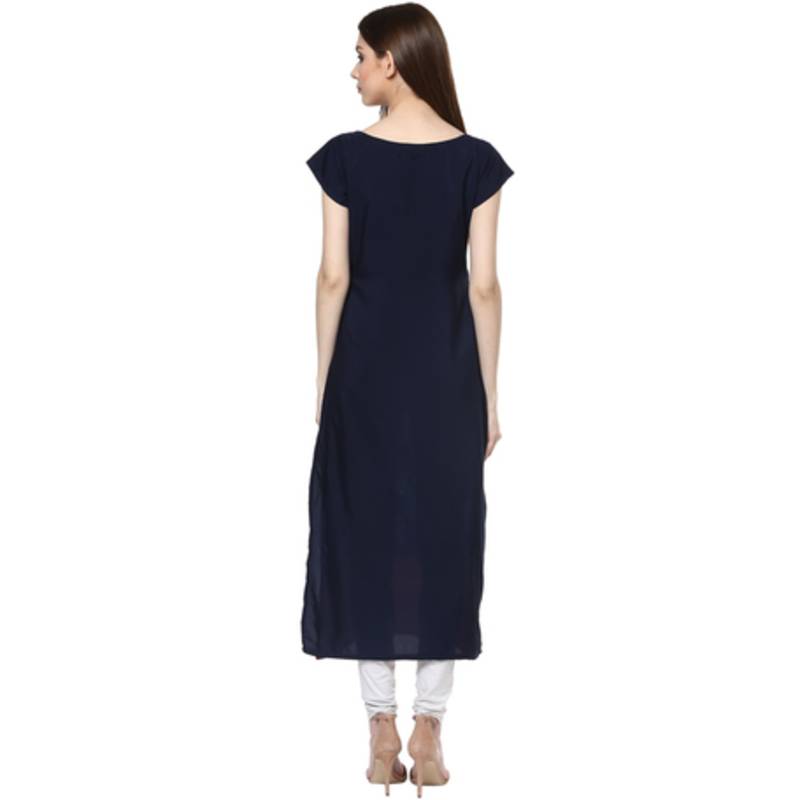 blue faux crepe crepe  stitched kurti