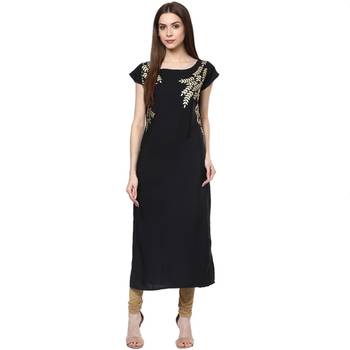black faux crepe crepe  stitched kurti 1