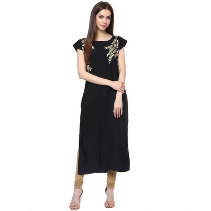 black faux crepe crepe  stitched kurti