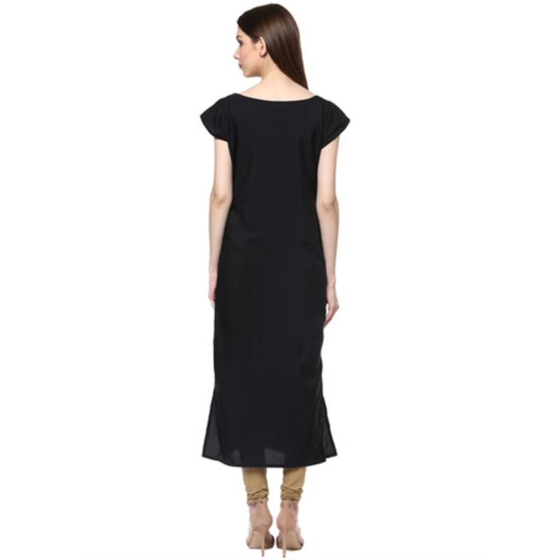 black faux crepe crepe  stitched kurti