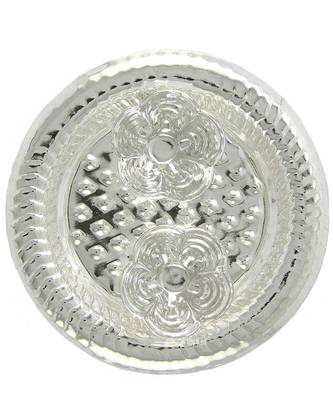 Silver Plated Haldi Kunku Karand And Kankavati And Kumkum Pooja Thali Set 2