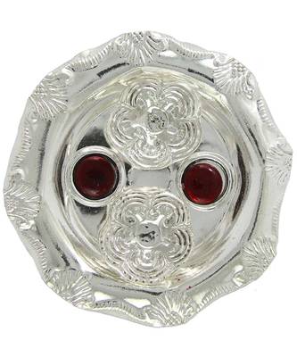 Silver Plated Haldi Kunku Karand And Kankavati And Kumkum Pooja Thali Set 3