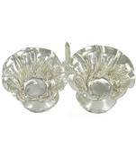 Silver Plated Haldi Kunku Karand And Kankavati And Kumkum Pooja Thali Set With Holder