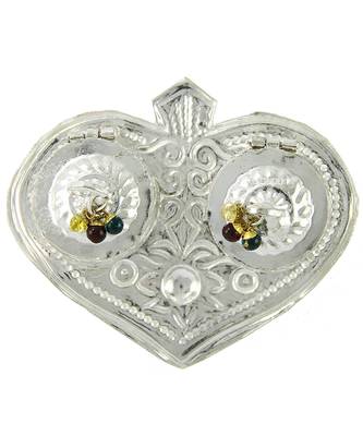 Silver Plated Pan Shape Haldi Kunku Karand And Kankavati And Kumkum Pooja Thali Set 2