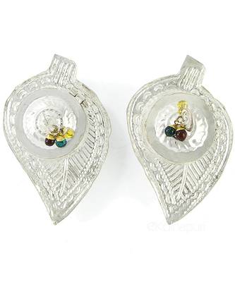 Silver Plated Two Separate Pan Shape Haldi Kunku Karand And Kankavati And Kumkum Pooja Thali Set 1