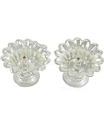Set Of Two Devdas Silver Plated Oil Pooja Lamp And Diya And Niranjan 1