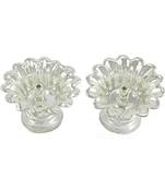 Set Of Two Devdas Silver Plated Oil Pooja Lamp And Diya And Niranjan