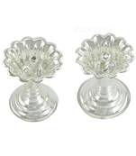 Set Of Two Devdas Silver Plated Oil Pooja Lamp And Diya And Niranjan
