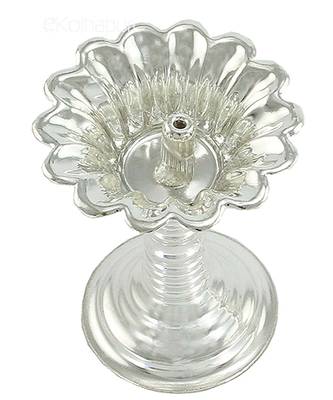 Single Devdas Silver Plated Oil Pooja Lamp And Diya And Niranjan 1