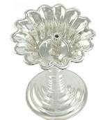 Single Devdas Silver Plated Oil Pooja Lamp And Diya And Niranjan