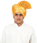 Handstitched Ready To Wear Polyester Jari Yellow Pheta Turban Safa for Men
