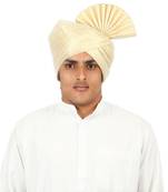 Handstitched Ready To Wear Polyester Jari Cream Pheta Turban Safa for Men