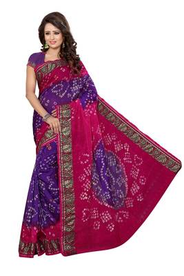 Multicolor printed cotton saree with blouse 1
