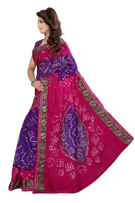 Multicolor printed cotton saree with blouse 3