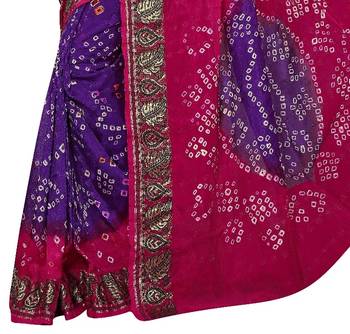 Multicolor printed cotton saree with blouse 4