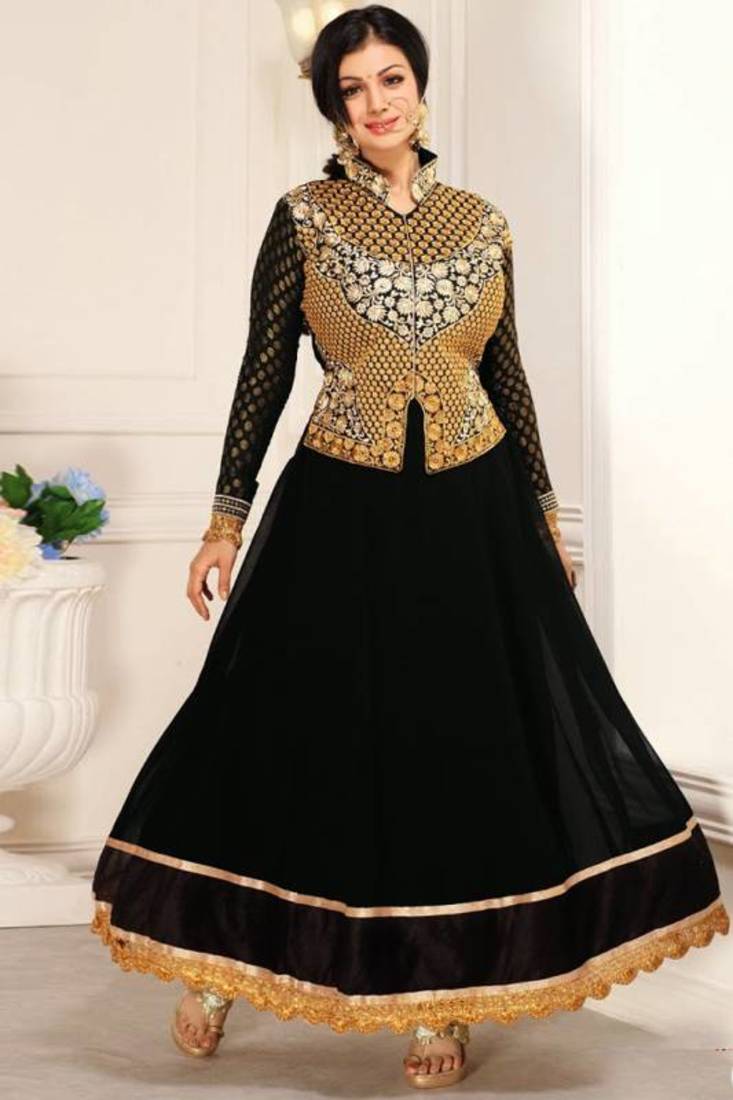 Ayesha Takia Black Long Anarkali Suit Khantil India 244377