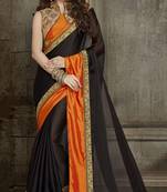 Black embroidered chiffon saree with blouse