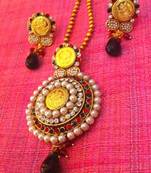 Maroon Green Stone Ram Leela Style South Indian Temple Jewelry Necklace Set o37