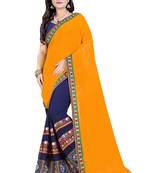 Dark Orange  Embroidered Georgette Saree With Blouse