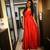 Red plain silk semi stitched party wear gowns
