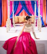 pink plain taffeta silk lehenga with dupatta
