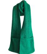 Woollen Crochet Muffler/Stole With Pockets  Green