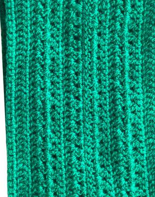 Woollen Crochet Muffler/Stole With Pockets  Green 2