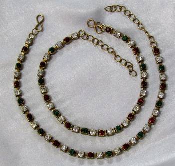 Maroon stone anklets 1