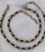 Maroon stone anklets