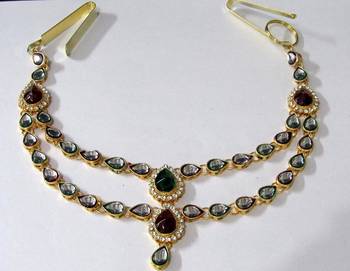 Maroon kundan waist belt 1