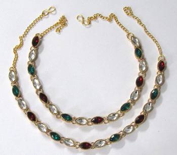 Maroon stone anklets 1