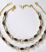 Maroon stone anklets