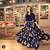Blue printed chiffon unstitched lehenga