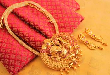 Divine Matte Finish Ruby Ganesha Necklace Set 1
