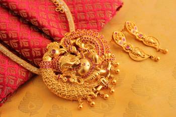 Divine Matte Finish Ruby Ganesha Necklace Set 2