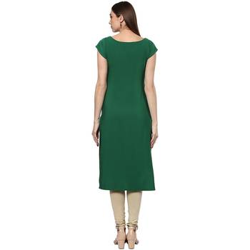 green printed crepe stitched kurti 2