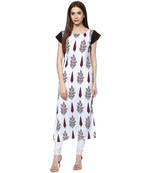 white printed crepe stitched kurti