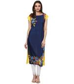 multicolor printed crepe stitched kurti