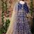 Navy blue embroidered art silk semi stitched salwar with dupatta
