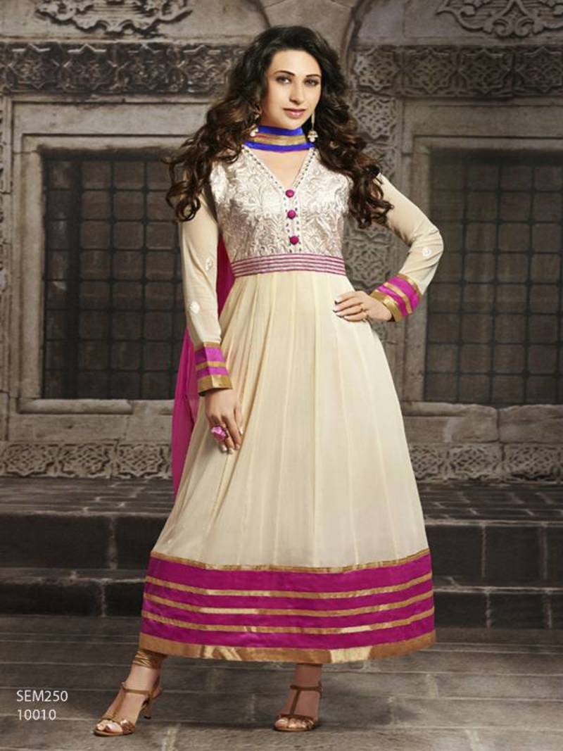 Karishma Kapoor OffWhite Long Embroidered Anarkali Suit