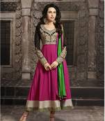 Karishma Kapoor Beautiful Pink Long Sleeve Anarkali Suit