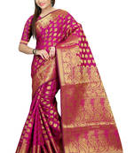 Purple woven cotton silk saree with blouse