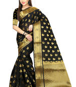 Black woven cotton silk saree with blouse