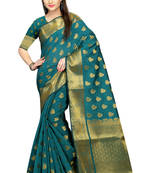 Green woven cotton silk saree with blouse