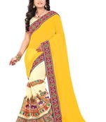 Yellow Embroidered Georgette Saree With Blouse