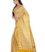 Cream Plain Cotton Saree With Blouse