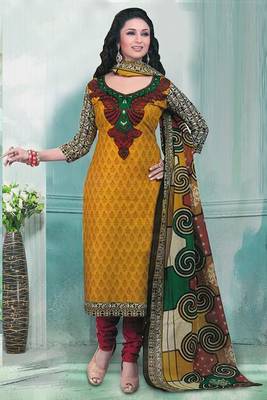 yellow embroidered art_silk unstitched salwar with dupatta 1